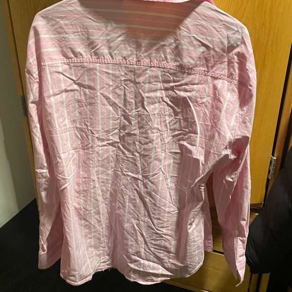 Zara Men's Pink and White Striped Shirt - Picture 2 of 3